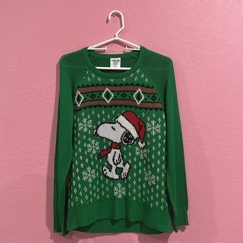 PEANUTS Snoopy Women’s Green Ugly Christmas Sweater Size M